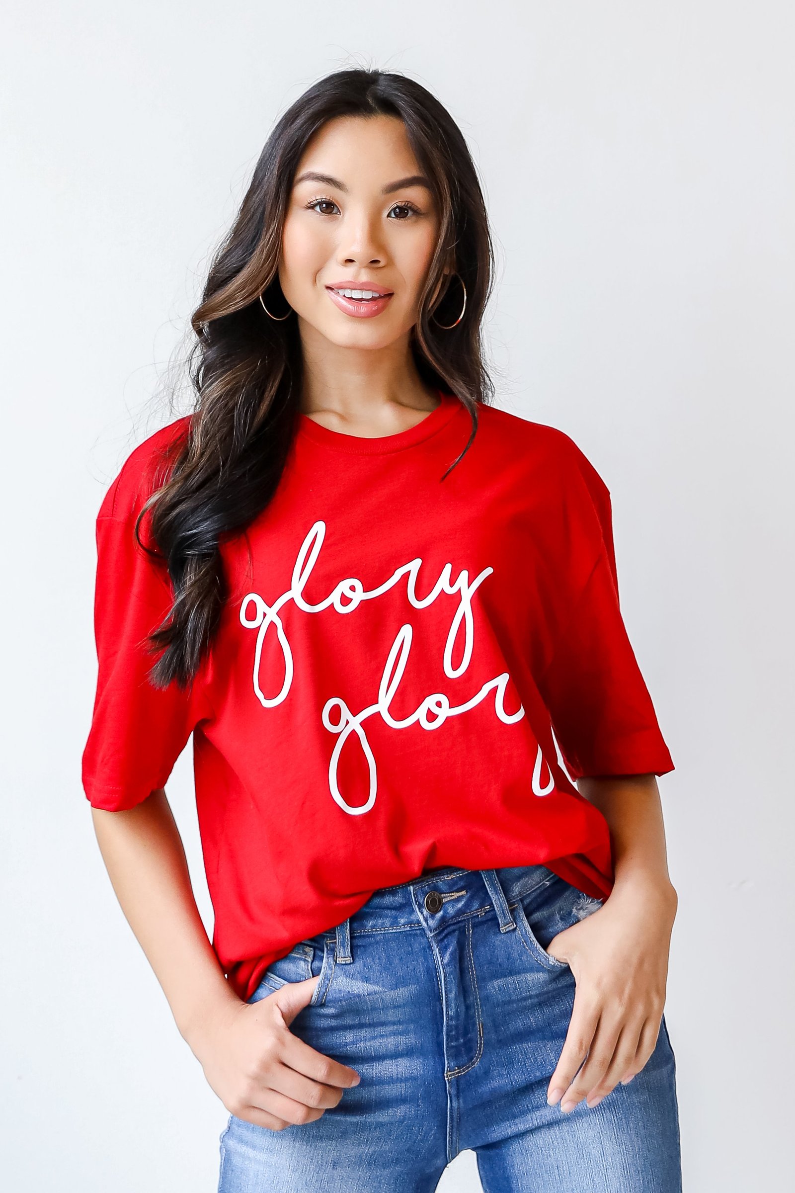 Red Glory Glory Script Tee