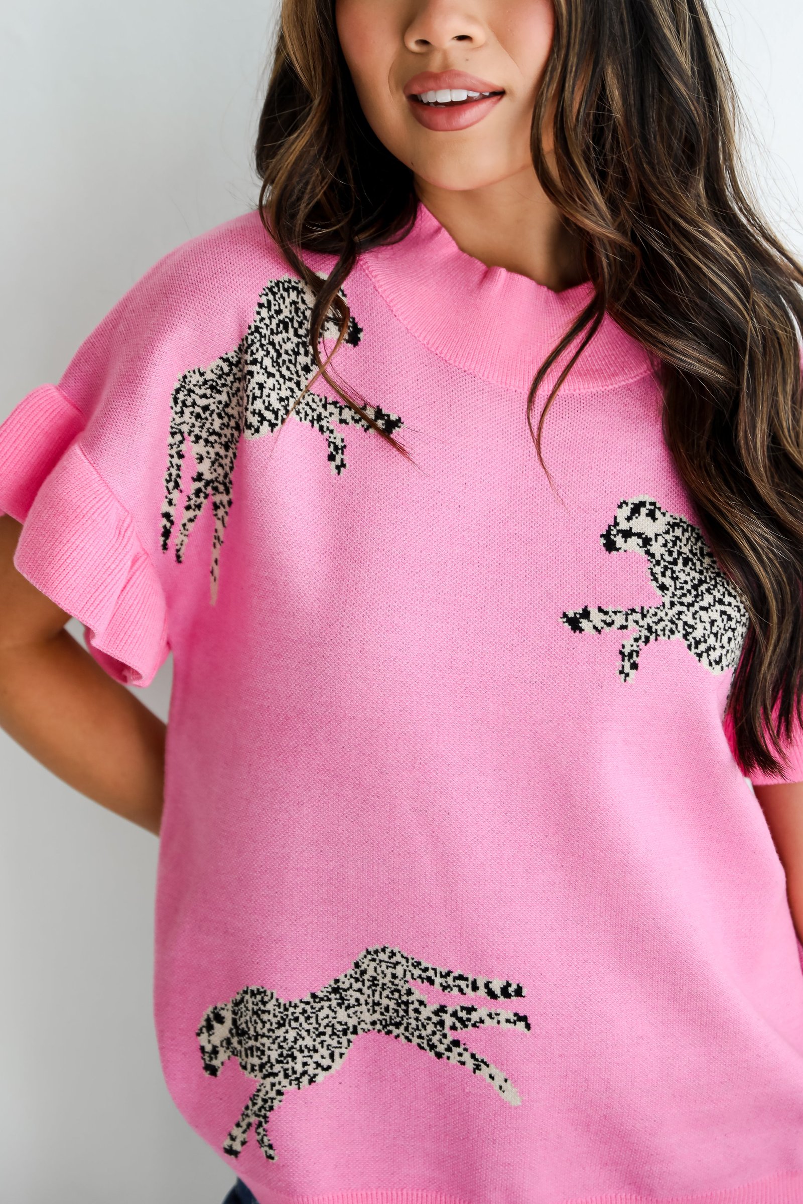 FINAL SALE - Wildly Sweet Pink Cheetah Sweater Top